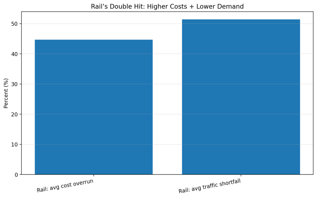 Megaproject Cost Overruns: The patterns that never change 5 mega overruns chart5 rail double whammy